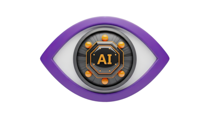 Stylized Eye Icon with AI Symbol