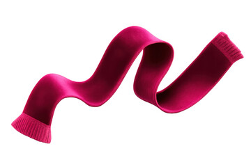 Pink wool scarf waving across the frame, a flowing winter accessory for warmth and style on transparent background