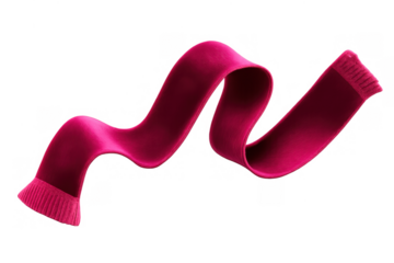 Pink wool scarf waving across the frame, a flowing winter accessory for warmth and style on transparent background