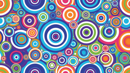 Vibrant abstract concentric circles pattern background with colorful retro pop art design, creative decorative modern geometric wallpaper illustration