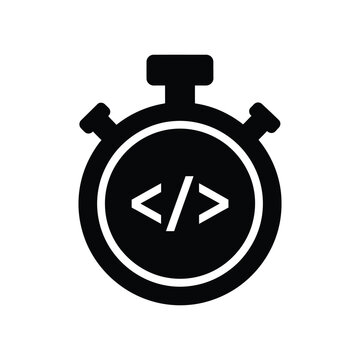 Coding Stopwatch Icon Programming Time Management Symbol Vector