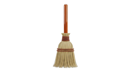 Traditional Broom with Wooden Handle and Straw Bristles