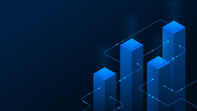 Isometric data technology network with digital server  cubes connected. Abstract cloud infrastructure concept. Futuristic blue background