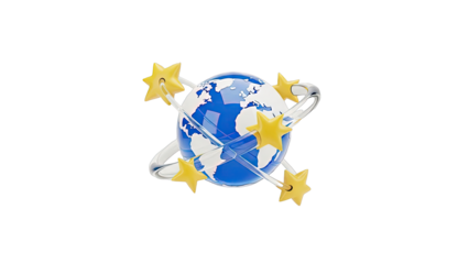 3D Globe with Stars and Orbit