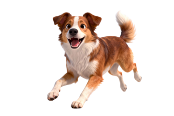 Joyful Playful Brown and White Dog Running