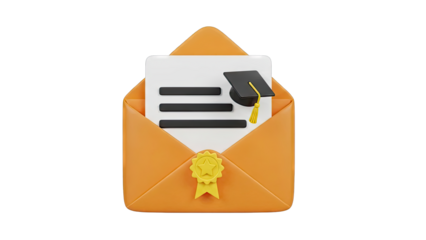 Graduation Invitation Envelope with Diploma and Cap