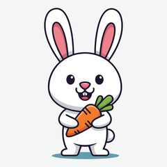 Fototapeta premium Cute Rabbit Cartoon Holding Carrot Illustration