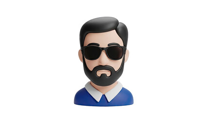 3D Cartoon Man with Sunglasses and Beard