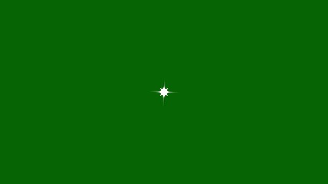 Single shining light, sparkling star animation, shimmering light effect, shimmering twinkling star animation on green screen, sparkling white lights with flat doodle vector starry night sky effect. 4k