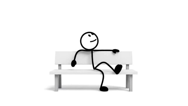 Stick Figure Animation - Thinking, Relaxing, and Sitting on a Bench.
