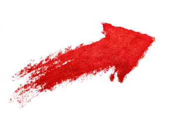 red paint stroke arrow sign shape isolated on white or transparent png