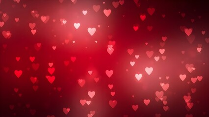 Romantic abstract background with a multitude of shimmering red heart shapes