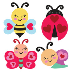 Valentine   insects  vector cartoon illustration