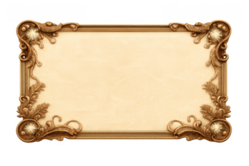 Ornate vintage golden frame with decorative baroque elements, providing a luxurious border for certificates, diplomas, or invitations