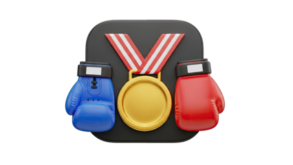 Boxing Championship Icon: Gloves and Gold Medal