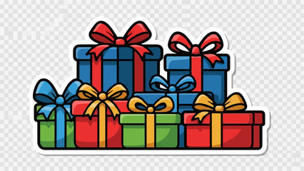 A colorful assortment of stacked gift boxes with ribbons and bows