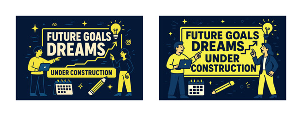 Future goals and dreams under construction with diverse professionals