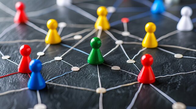 Interconnected social networks colorful nodes and abstract profiles in modern digital communication - Powered by Adobe