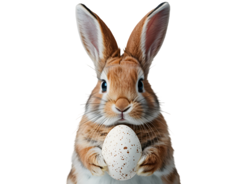 Easter bunny holding egg isolated on transparent background for easter sunday - Powered by Adobe