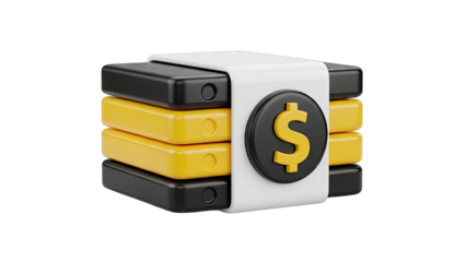3D Stack of Coins with Dollar Sign