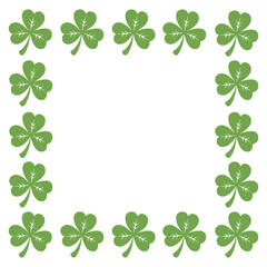 Square Frame Design Made of Green Shamrock Leaves for Saint Patrick's Day