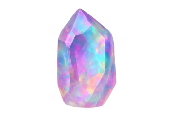 Iridescent crystal gem showing holographic pastel colors