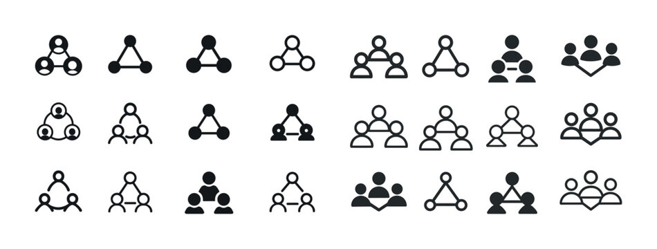Set of diverse minimalist network and connection icons
