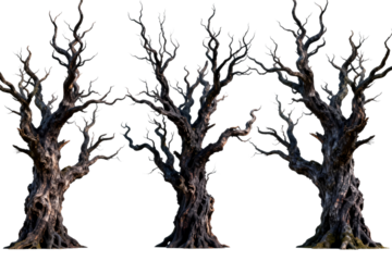 Three Ancient Dead Trees with Gnarled Branches