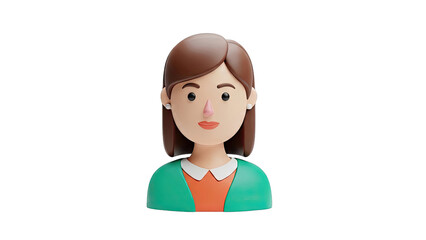 3D Cartoon Woman Icon