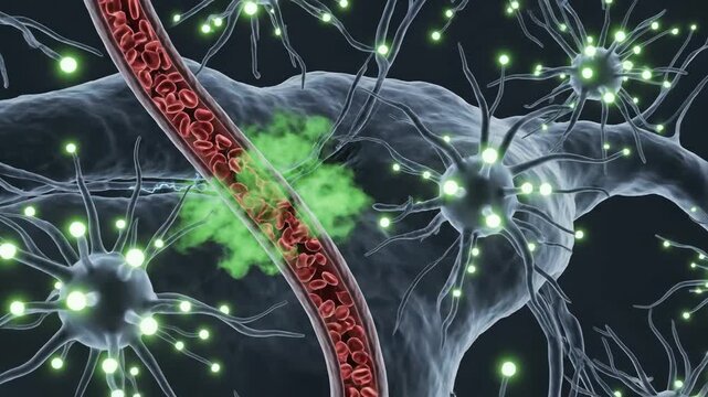 Animation of Nitric Oxide Diffusion Between Interneurons and Blood Vessel