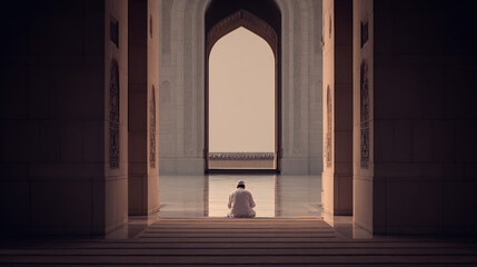 Fototapeta premium Prayer in grand mosque interior