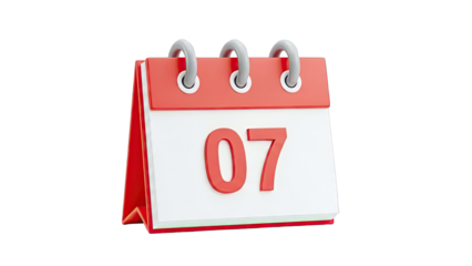 Red Desktop Calendar Showing the 7th