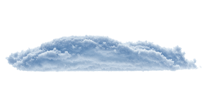 Pristine horizontal drift of powdery blue snow, delicate feathered edges, fine granular texture, glistening ice crystals, isolated on a transparent studio background, concept of winter purity - Powered by Adobe