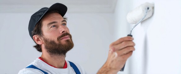 Obraz premium the house painter lovingly transforms walls with fresh white paint full of hope