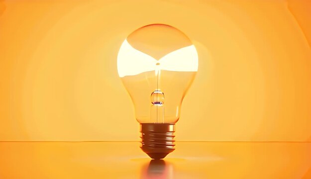 Glowing Neon Blue Light Bulb Concept Innovation Idea and Creativity