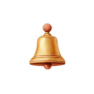 Watercolor cartoon kitchen bell clipart on white background for art projects and design