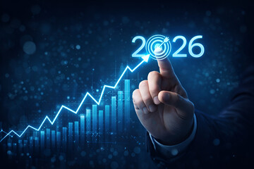 Holographic Financial Growth Chart Targeting 2026 Success.