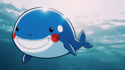 Playful blue whale swims joyfully beneath the ocean's surface