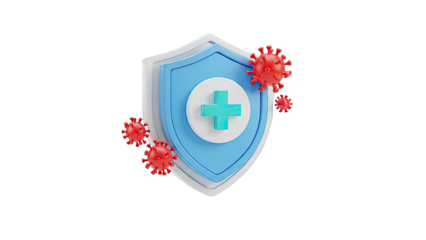 Shield with Medical Cross Defending Against Coronavirus