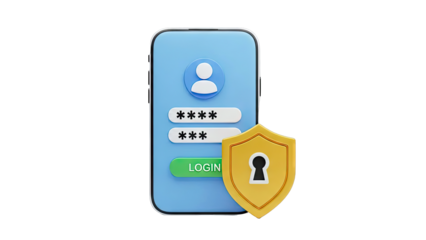 Smartphone Login Screen with Security Shield
