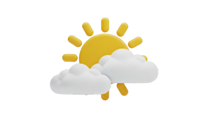 3D Sun and Clouds Weather Icon