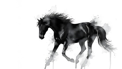 Expressive Watercolor Black Horse