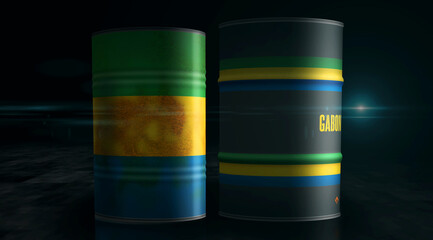 Gabon oil crude petroleum fuel barrels in row