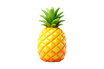 3D Rendered Yellow Pineapple with Green Top