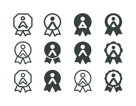 Amateur Logo Variations. Amateur. Icon set. Set Logo of amateur: novice badge. harmonious logo variations of the same emblematic concept, each with different