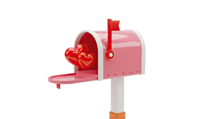 Pink Mailbox with Two Red Hearts