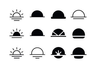 Fototapeta premium Horizon Logo Variations. Reality. Icon set. Set Logo of Reality: horizon line. harmonious logo variations of the same emblematic concept, each with different