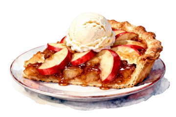 Slice of Apple Pie with Vanilla Ice Cream