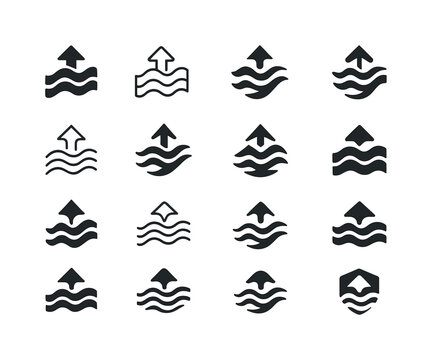 Paradigm Shift Icons. Paradigm shift. Icon set. Set Logo of paradigm shift: transformation waves. harmonious logo variations of the same emblematic concept,