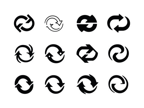 Paradigm Shift Icons. Paradigm shift. Icon set. Set Logo of paradigm shift: transition arrow loop. harmonious logo variations of the same emblematic concept,